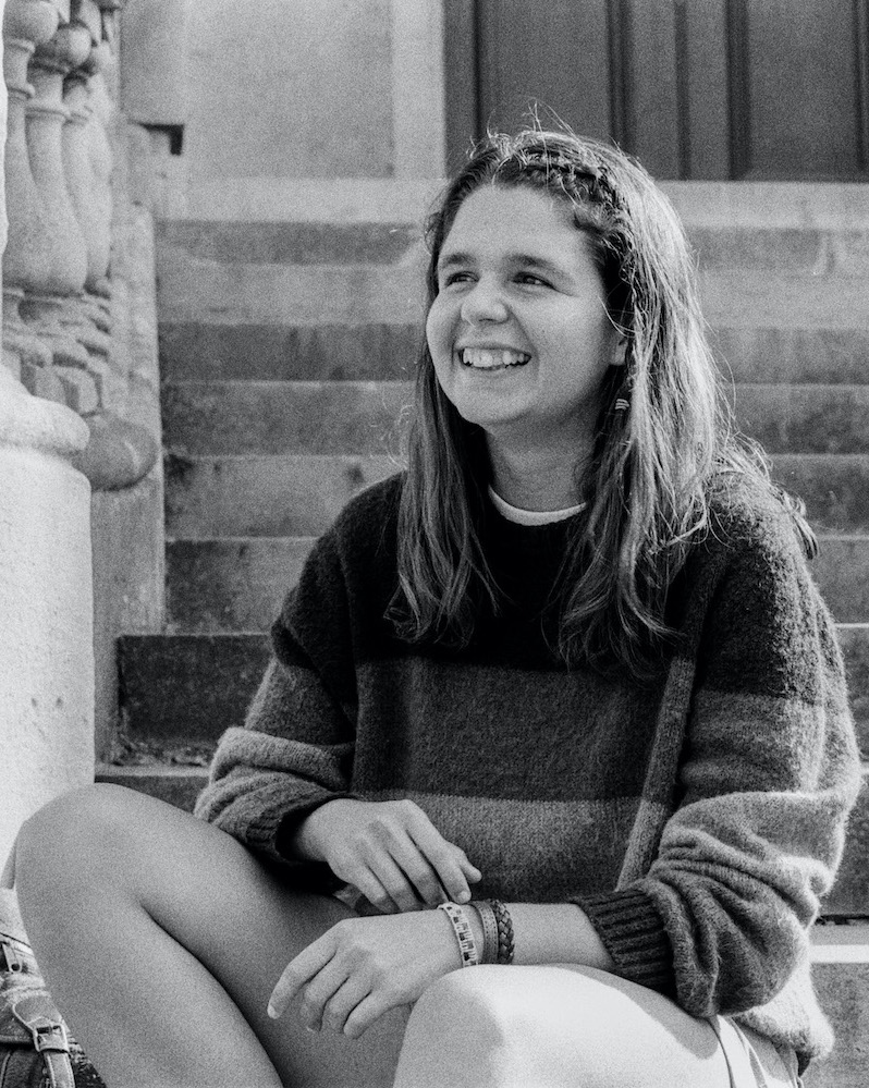 Black-and-white portrait of Francisca Vasconcelos